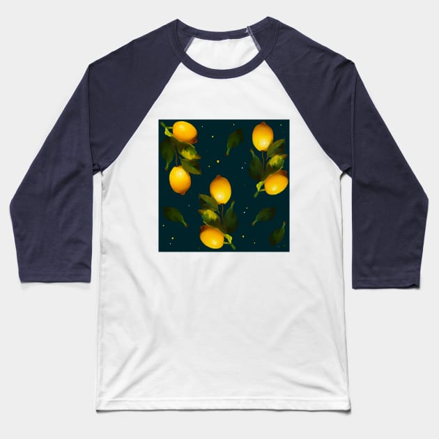 Seamless lemon pattern Baseball T-Shirt by shikita_a